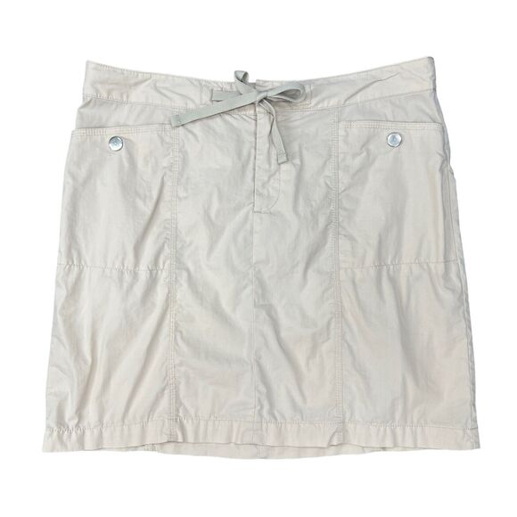 Eddie Bauer Khaki Skirt Womens 8 Snap Button Drawstring Cotton Nylon Outdoor - Picture 1 of 13